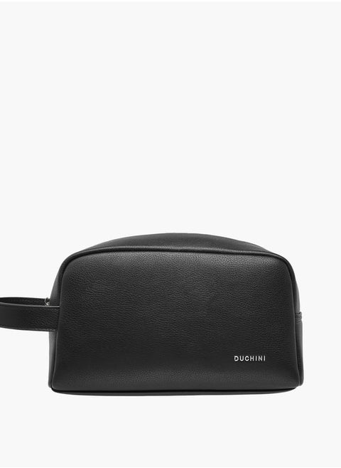 Men's Textured Pouch with Zip Closure and Wristlet Strap