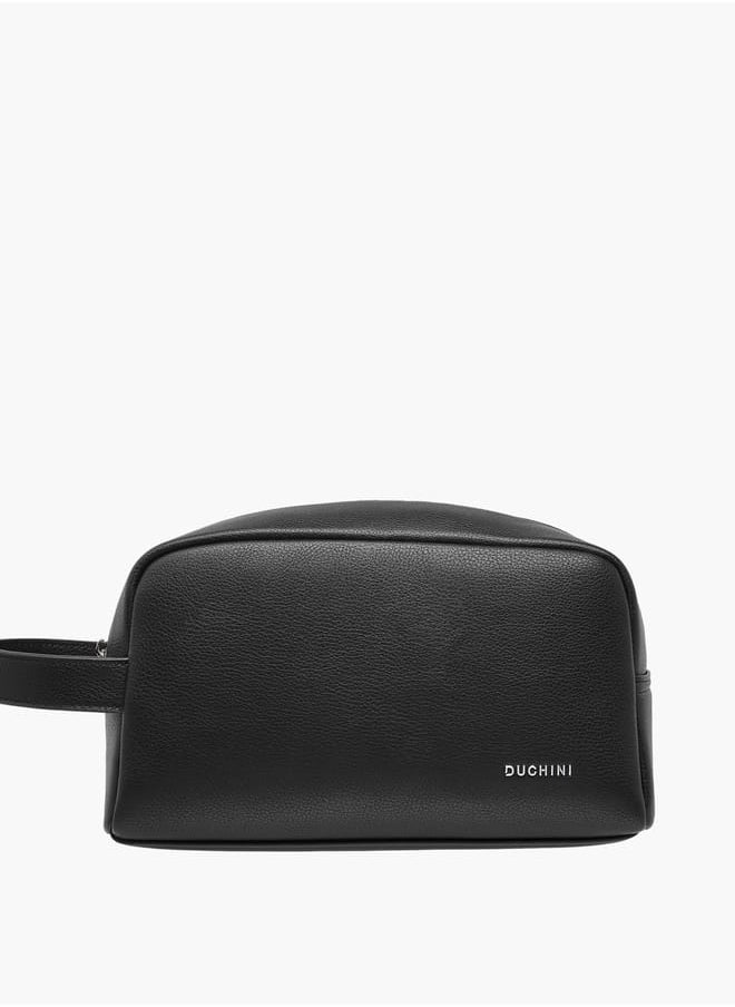 DUCHINI Men's Textured Pouch with Zip Closure and Wristlet Strap  - Image 1