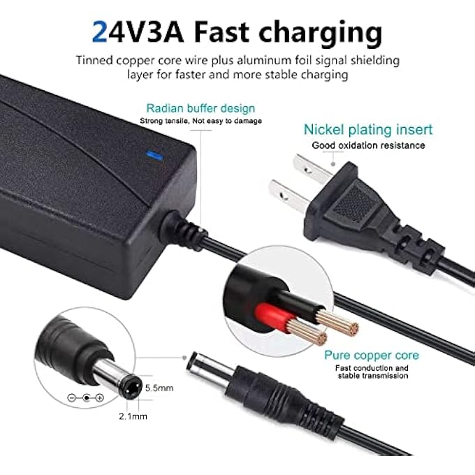 rayihni سلك طاقة بديل 24 فولت تيار متردد/تيار مستمر لجهاز لوجيتك G25 G27 G29 G920 G923 G940، عجلة سباق لوجيتك APD DA-42H24 AD10110LF 190211-0010 190211-A030 محول شاحن PS3 XBOX 360 GT - Image 2