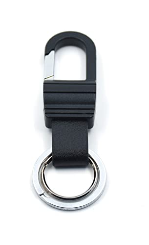 Omuda Stylish Hook Locking Silver Metal Carabiner Double Ring Hook Metal Key Chain for Men & Women - Image 1