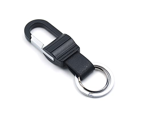 Omuda Stylish Hook Locking Silver Metal Carabiner Double Ring Hook Metal Key Chain for Men & Women - Image 2
