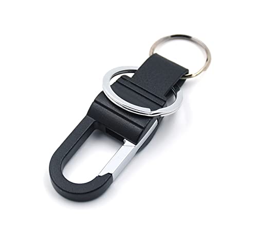 Omuda Stylish Hook Locking Silver Metal Carabiner Double Ring Hook Metal Key Chain for Men & Women - Image 5