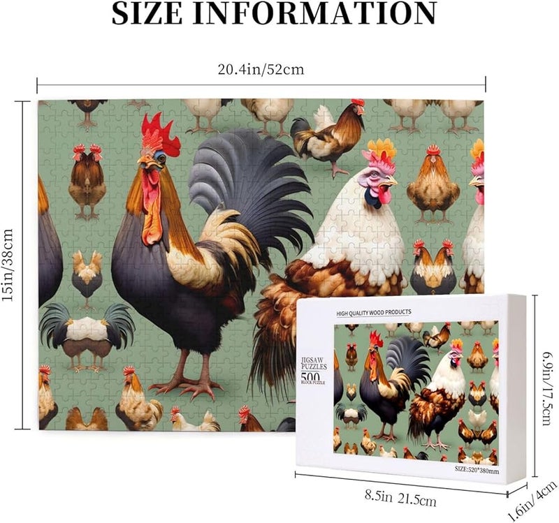 لغز بازل ديك فياح الديك 500 قطعة للكبار ديكور المنزل هدية - Image 5