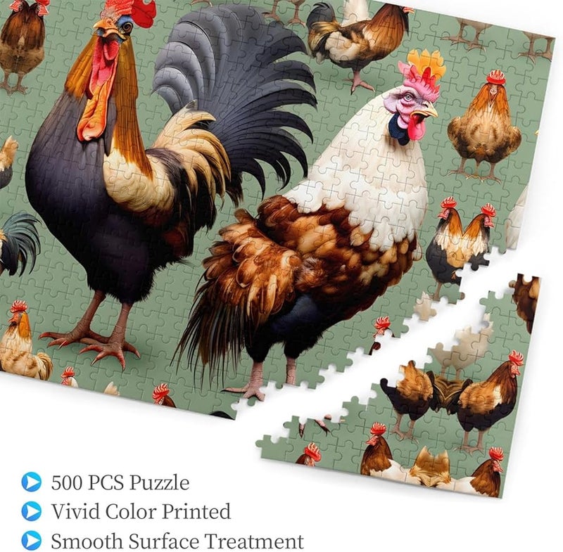 لغز بازل ديك فياح الديك 500 قطعة للكبار ديكور المنزل هدية - Image 3