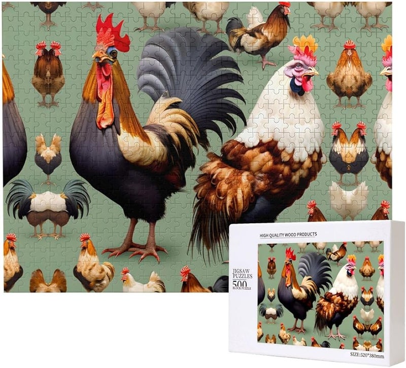 لغز بازل ديك فياح الديك 500 قطعة للكبار ديكور المنزل هدية - Image 1