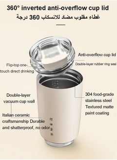 smeg Travel coffee cup with lid stainless steel vacuum insulated cup leakproof reusable double-layer insulated cup suitable for iced and hot drinks  - Image 3