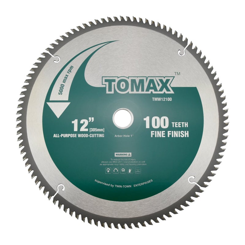TOMAX 12-Inch 100 Tooth ATB Fine Finish Saw Blade with 1-Inch Arbor - Image 1
