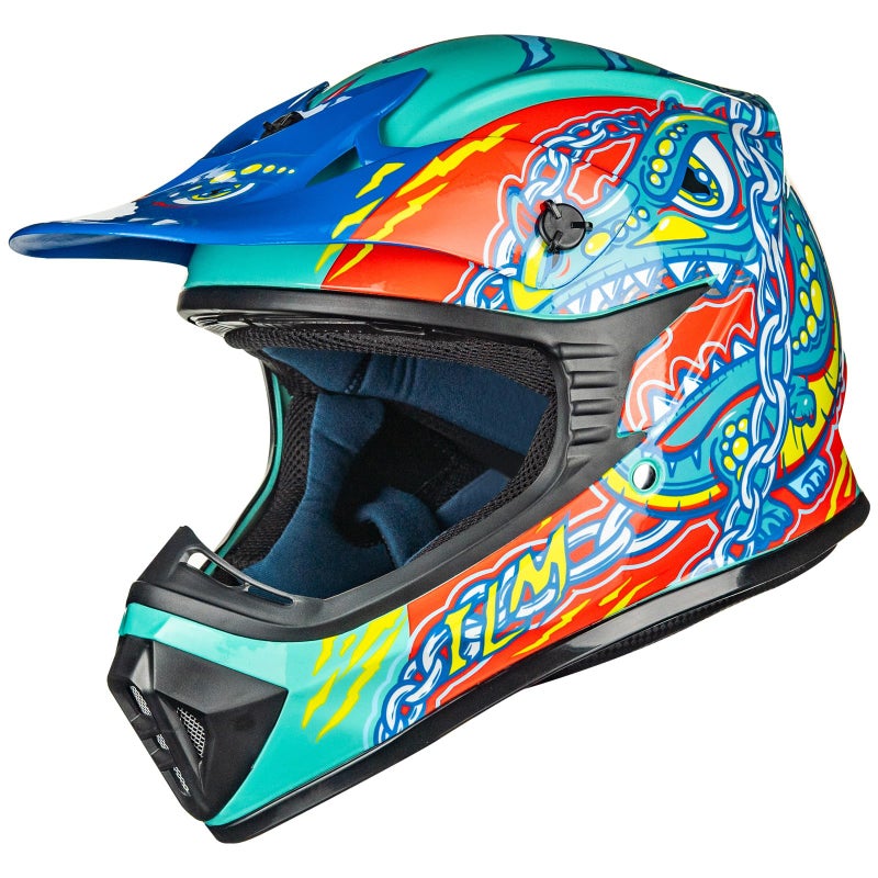 ILM Youth & Kids Dirt Bike Helmets Motocross ATV Dirtbike BMX MX Offroad Full Face Motorcycle Helmet, DOT Approved Model 128YS (Crocodile Green, Youth-XLarge) - Image 1
