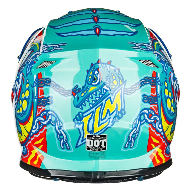 ILM Youth & Kids Dirt Bike Helmets Motocross ATV Dirtbike BMX MX Offroad Full Face Motorcycle Helmet, DOT Approved Model 128YS (Crocodile Green, Youth-XLarge) - Image 5