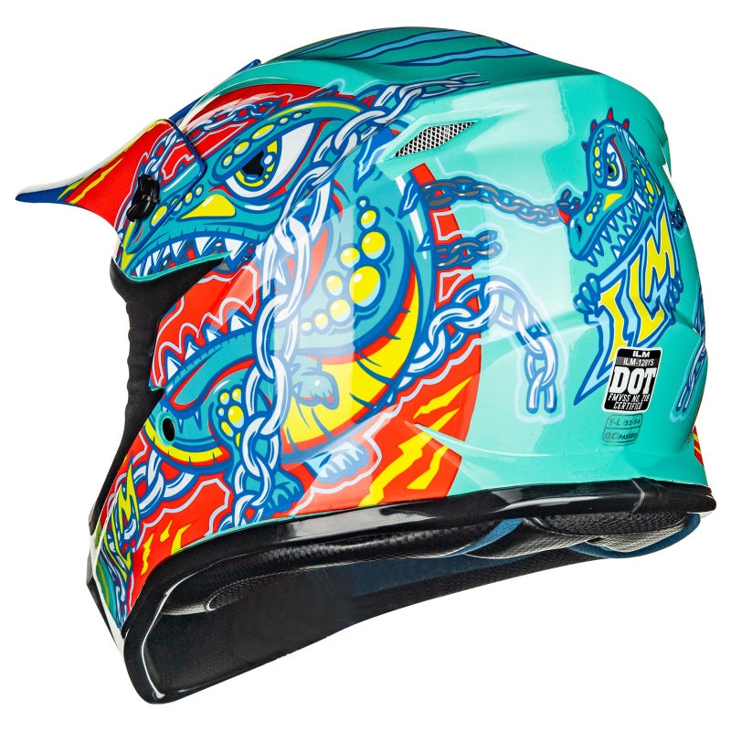 ILM Youth & Kids Dirt Bike Helmets Motocross ATV Dirtbike BMX MX Offroad Full Face Motorcycle Helmet, DOT Approved Model 128YS (Crocodile Green, Youth-XLarge) - Image 4