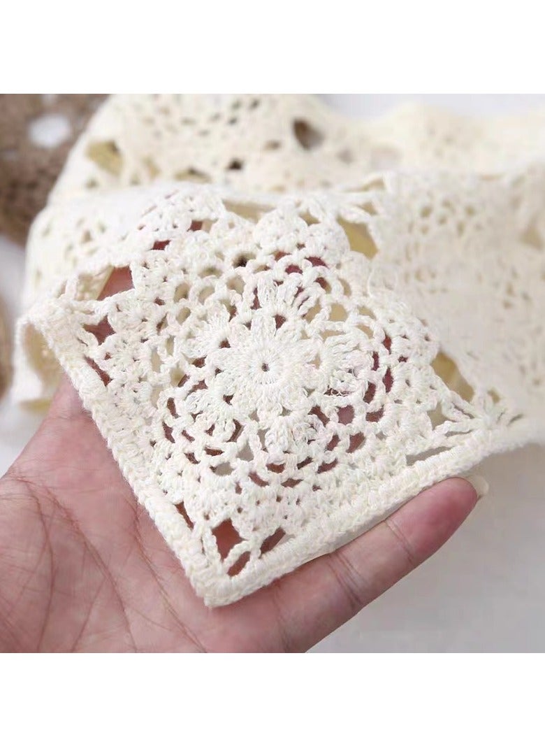 2 Pcs Boho Knitted Headscarf Daisy Floral Crochet Head Bandana Vintage Kerchief for Women Girls - Image 4