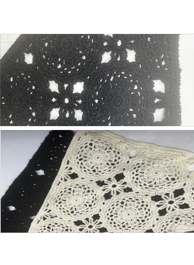 2 Pcs Boho Knitted Headscarf Daisy Floral Crochet Head Bandana Vintage Kerchief for Women Girls - Image 5
