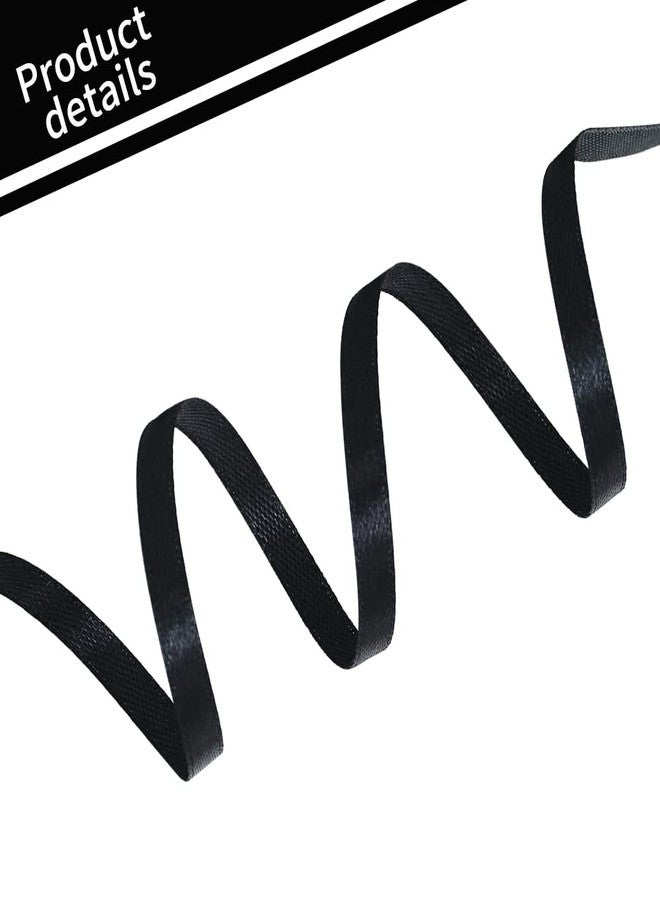 TONIFUL 1/4 Inch x 100yds Black Satin Ribbon, Thin Solid Color Satin Ribbon for Gift Wrapping, Crafts, Hair Bows Making, Wedding Party Decoration,Halloween, Floral Bouquets - Image 3