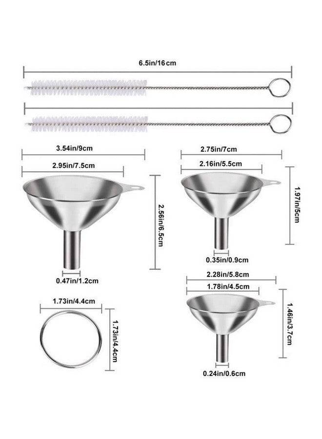THW THW® 3 Sizes Stainless Steel Funnel, Large Medium Small Funnel Set of 3 with 2 Brushes for cleaning Funnel Nozzle, Food Grade Funnels for Kitchen/resaurant (sizes 7.5 cm 5.5 cm and 4.5 cm)  - Image 4