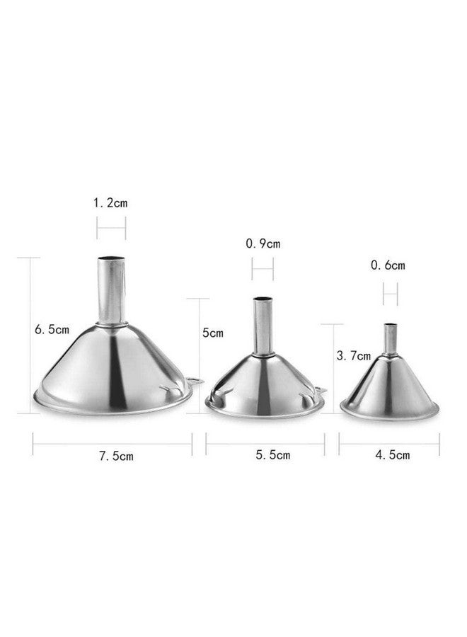 THW THW® 3 Sizes Stainless Steel Funnel, Large Medium Small Funnel Set of 3 with 2 Brushes for cleaning Funnel Nozzle, Food Grade Funnels for Kitchen/resaurant (sizes 7.5 cm 5.5 cm and 4.5 cm)  - Image 2