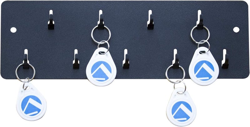 Pyramid Time Systems Industrial Key Rack, Powder Coated Steel, 9 Hooks, Keeps Keys, Clock Badges and Other Items Organized and Easily Accessible, Black - Image 2