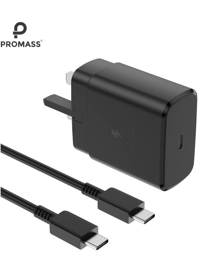PROMASS Fast charger for Samsung Galaxy, charger head with a 45-watt charging cable (high quality and performance) from Promas, S24 Ultra, S24 Plus, S24, S23 Ultra, S22 Ultra, , comes with a UCB C cable - Image 1