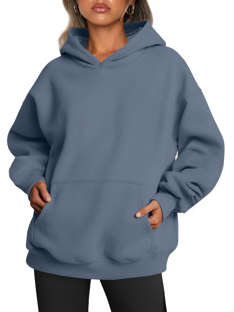 Trendy Queen Womens Oversized Hoodies Fleece Sweatshirts Fall Fashion Pullover Sweaters Winter Clothes Dusty Blue XS - Image 1