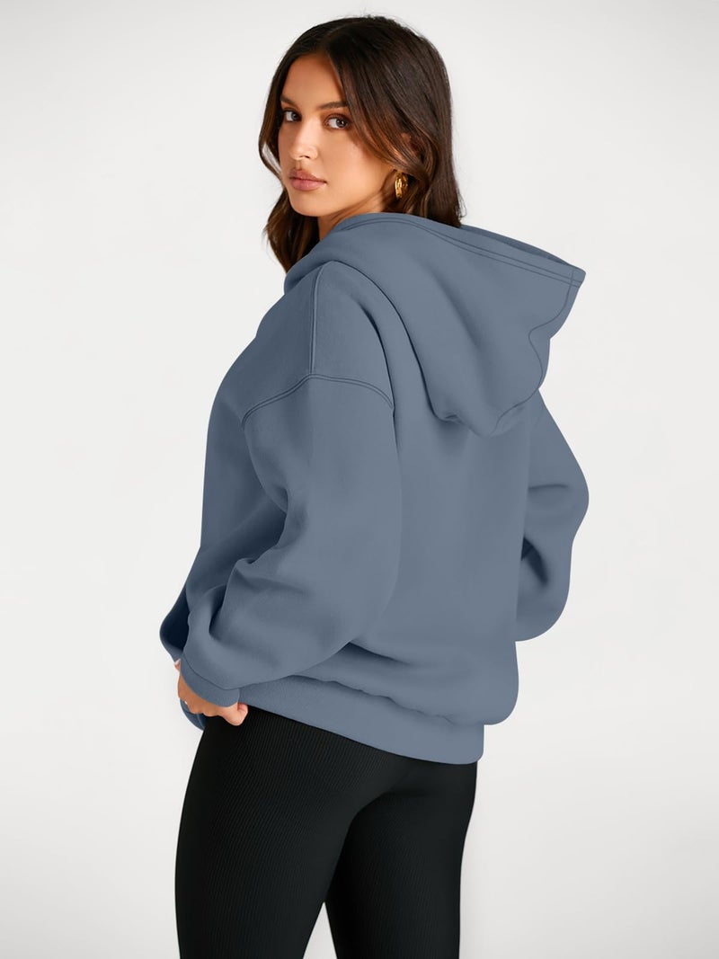 Trendy Queen Womens Oversized Hoodies Fleece Sweatshirts Fall Fashion Pullover Sweaters Winter Clothes Dusty Blue XS - Image 4