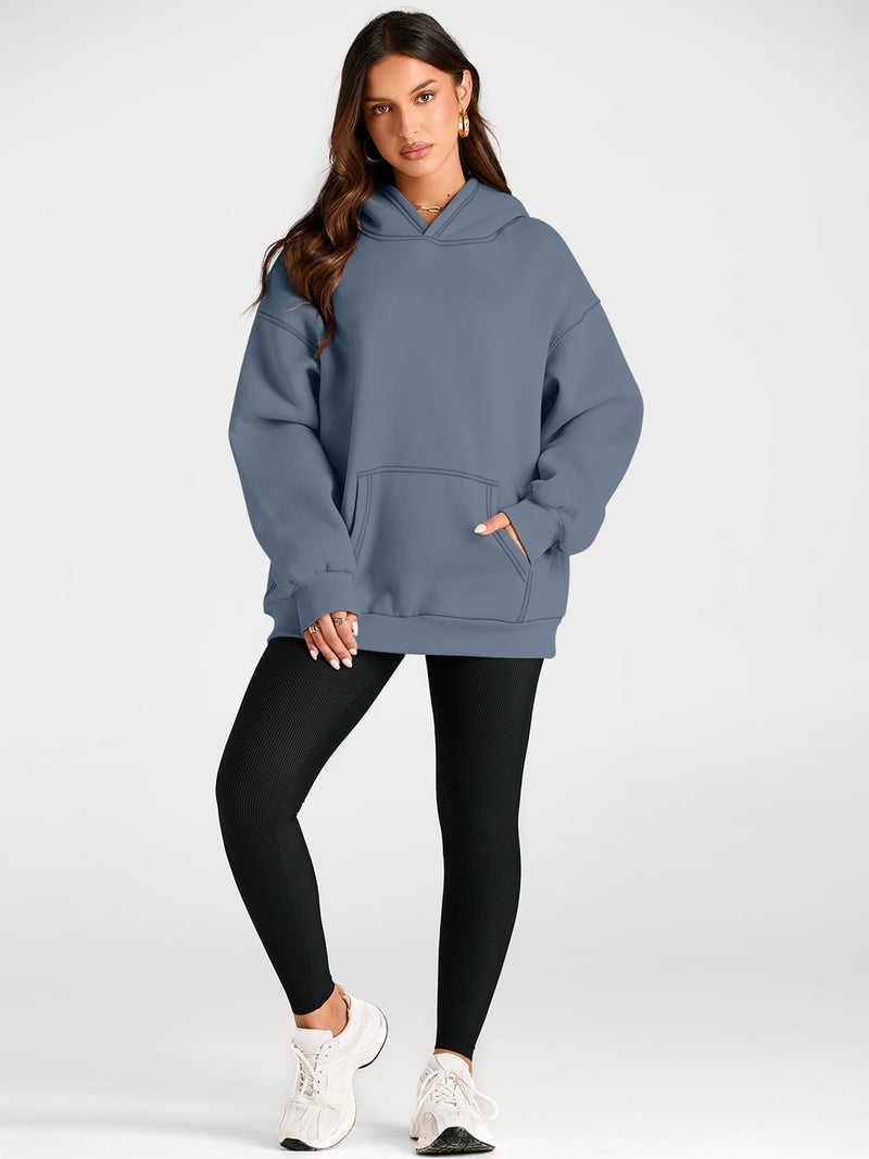 Trendy Queen Womens Oversized Hoodies Fleece Sweatshirts Fall Fashion Pullover Sweaters Winter Clothes Dusty Blue XS - Image 5