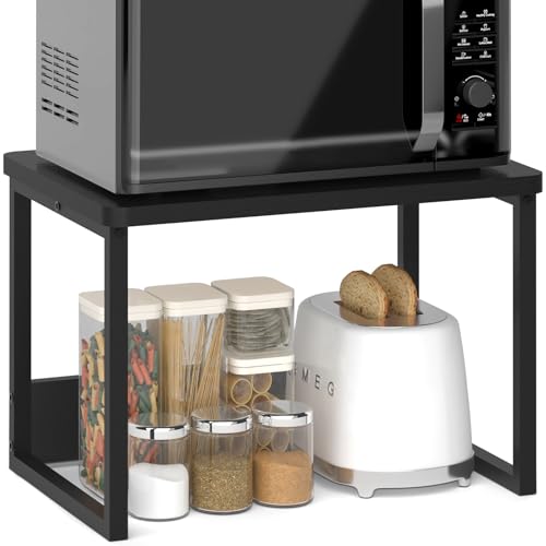 MARTY Kitchen Countertop Organizer Cabinet Shelf 17x124 Large Spice Racks Counter Shelf Microwave Oven Rack Desktop Storage Organization for Kitchen Office Metal Wood Black - Image 1