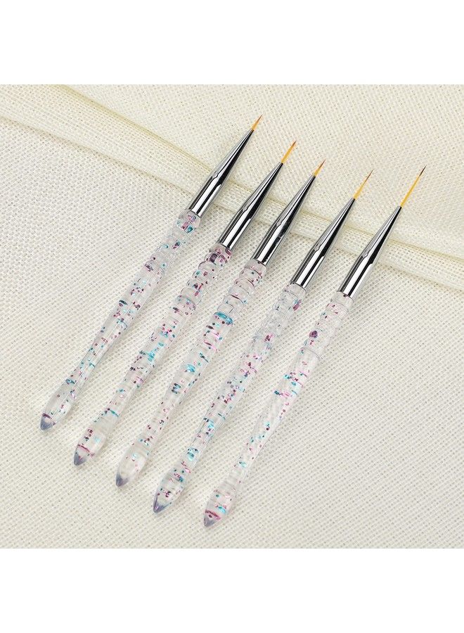 Etercycle 5Pcs Nail Art Liner Brushes Etercycle Nail Gel Polish Painting Brush Set Thin Nail Art Dotting Drawing Pen (7/9/11/15/20Mm) - Image 3