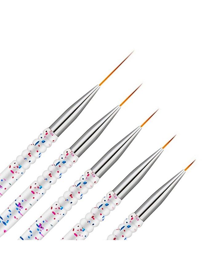 Etercycle 5Pcs Nail Art Liner Brushes Etercycle Nail Gel Polish Painting Brush Set Thin Nail Art Dotting Drawing Pen (7/9/11/15/20Mm) - Image 1
