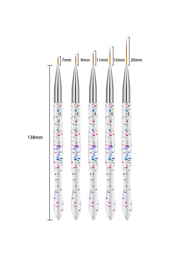 Etercycle 5Pcs Nail Art Liner Brushes Etercycle Nail Gel Polish Painting Brush Set Thin Nail Art Dotting Drawing Pen (7/9/11/15/20Mm) - Image 5