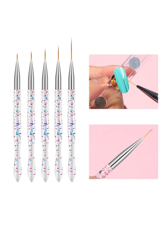 Etercycle 5Pcs Nail Art Liner Brushes Etercycle Nail Gel Polish Painting Brush Set Thin Nail Art Dotting Drawing Pen (7/9/11/15/20Mm) - Image 4