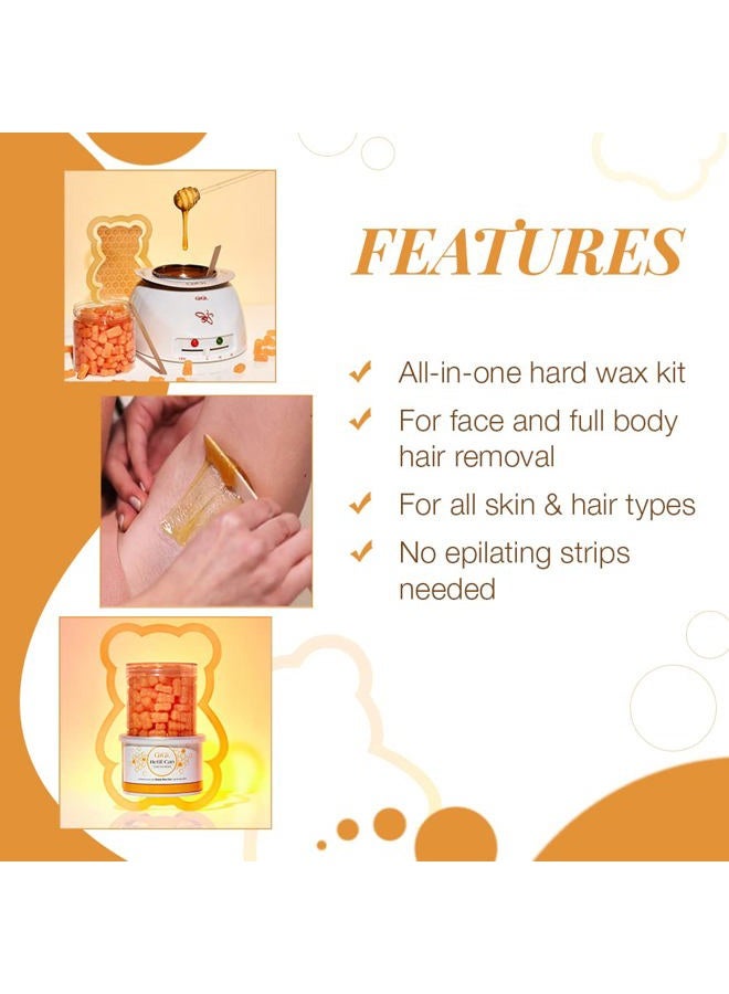 GiGi Honee Bear Hard Wax Kit for Hair Removal- Honey-Scented Hard Wax Beads for Face & Body with Refill Can & Applicators - Image 4