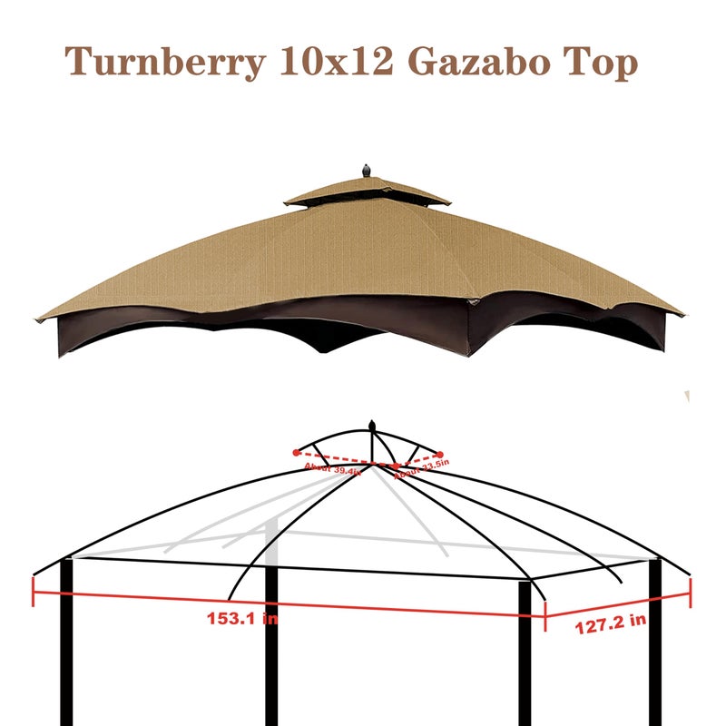 SCOCANOPY Replacement Top for 10x12 FT Gazebo Massillon Biscayne,Cabin-Style L-GZ933PST,Turnberry L-GZ933PCO-L,Tuscany L-GZ933PST-K (Beige Ripstop) - Image 5