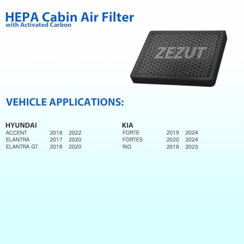 ZEZUT Cabin Air Filter CF12058 Fits Hyundai Elantra (2017-2020), Accent (2018-2022), Elantra GT (2018-2020) & Kia Forte (2019-2024), Rio (2018-2024), Honeycomb Structure & Activated Carbon, Durable & Sturdy - Image 2