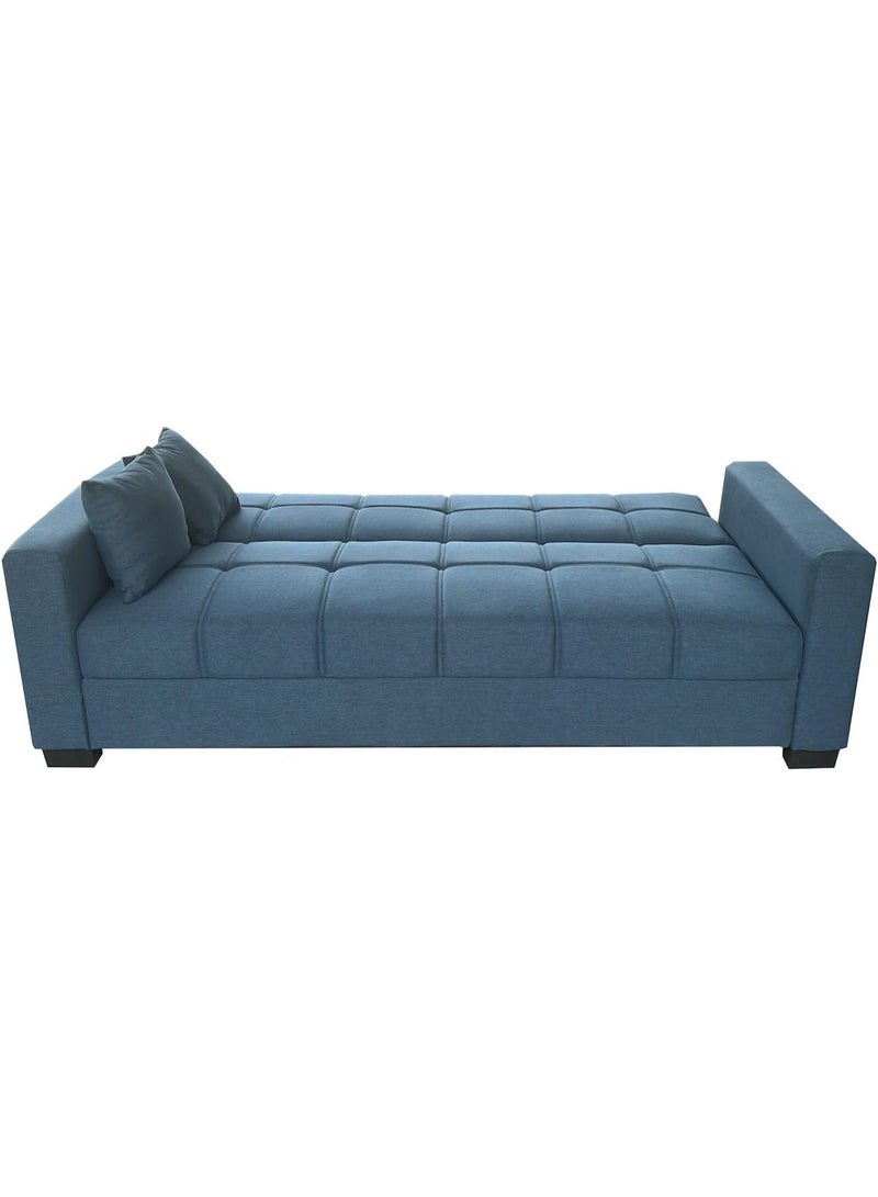 Al Zakharef Furniture Sofa Cum Bed 3 Seater Fabric Sleeper Sofa with Storage, Modern Living Room Sofabed, Blue, W110 x L180 x H75 cm - Image 4