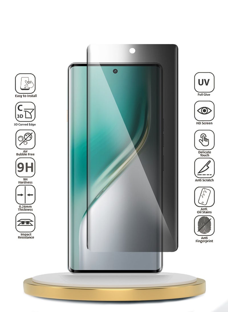 Wtech Tecno Camon 40 Pro 5G 2025 Premium Curved Edges UV Full Glue Full Cover Privacy Tempered Glass Screen Protector (MSGUCP) - Clear - Image 2