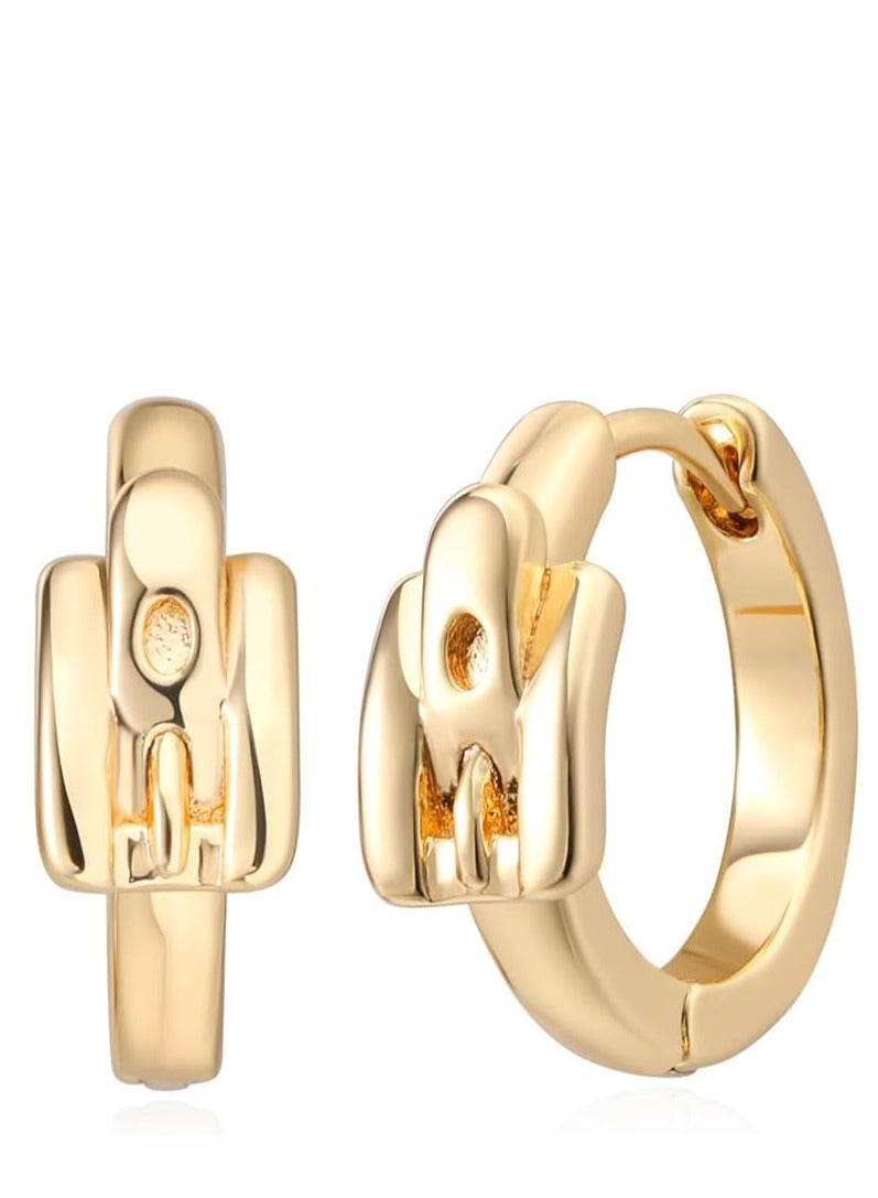 Women Huggie Earrings Gold Hoop Sleeper 14K Gold Filled Small Simple Handmade Hypoallergenic Everyday Jewelry - Image 1