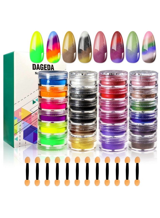 DAGEDA 24 Color Pigment Nail Powder Colorful Iridescent Glitter Ultrafine Luminous Pearlescent Highgloss Halo Powder Nails Pigments Dust 3D Diy Nail Art Decoration（Color B ） - Image 1