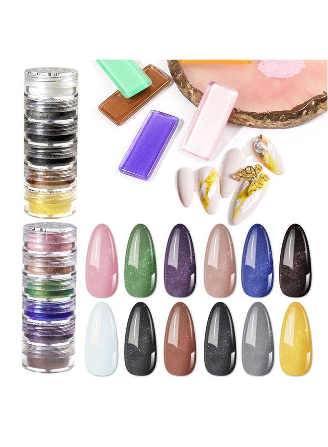 DAGEDA 24 Color Pigment Nail Powder Colorful Iridescent Glitter Ultrafine Luminous Pearlescent Highgloss Halo Powder Nails Pigments Dust 3D Diy Nail Art Decoration（Color B ） - Image 5