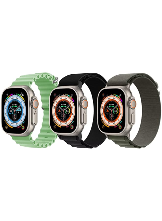 IAF Silicone Ocean Nylon G-hook Loop Buckle Strap for Apple Watch Ultra 8 49mm Set of 3