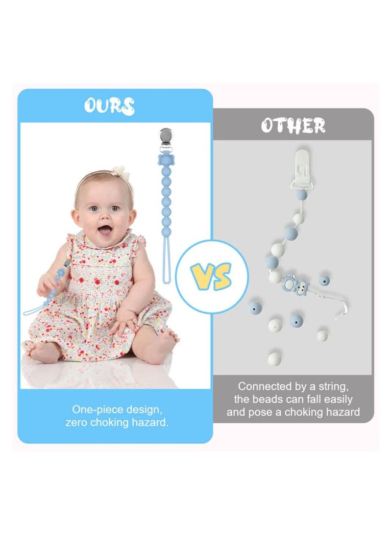 Silicone Pacifier Clip, 3 Pack Pacifier Clips for Baby Boys Girls, Silicone Pacifier Clip Holder with One Piece Design, 100% Soft Bpa-Free Teether Pacifier Clip - Image 5