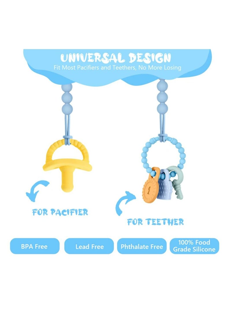 Silicone Pacifier Clip, 3 Pack Pacifier Clips for Baby Boys Girls, Silicone Pacifier Clip Holder with One Piece Design, 100% Soft Bpa-Free Teether Pacifier Clip - Image 3