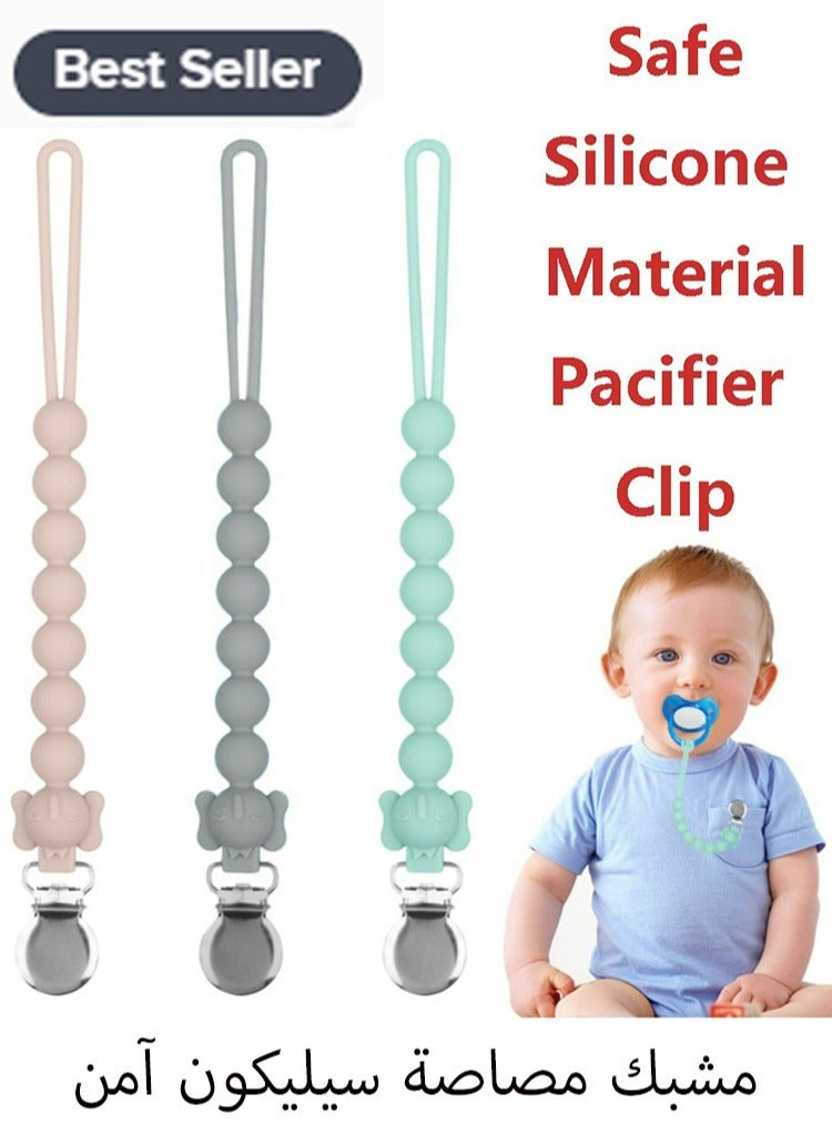 Silicone Pacifier Clip, 3 Pack Pacifier Clips for Baby Boys Girls, Silicone Pacifier Clip Holder with One Piece Design, 100% Soft Bpa-Free Teether Pacifier Clip - Image 1