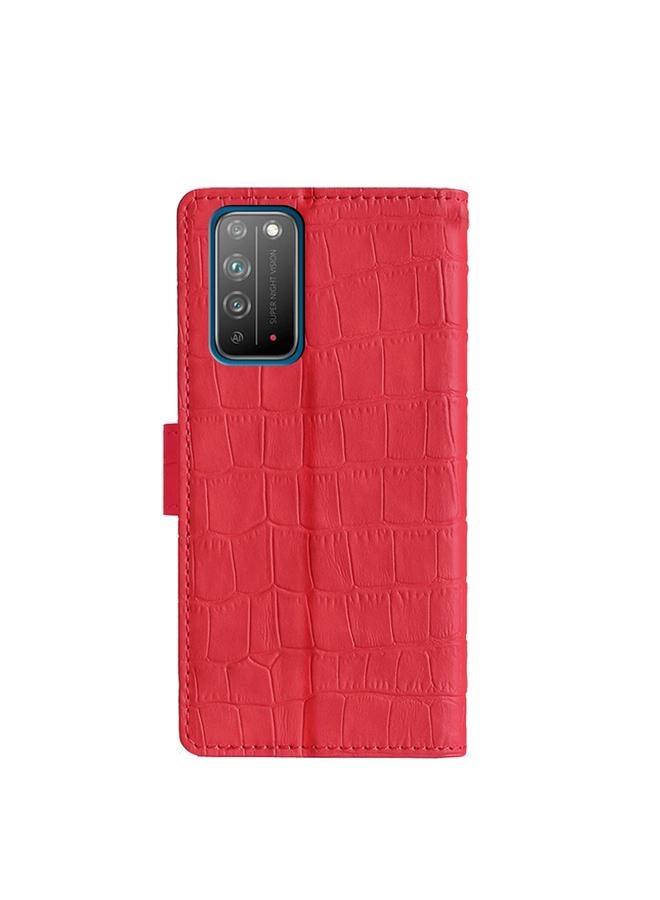 S-TOP Case For Honor X10 5G Skin Feel Crocodile Texture Magnetic Clasp PU Leather Phone Case - Image 3