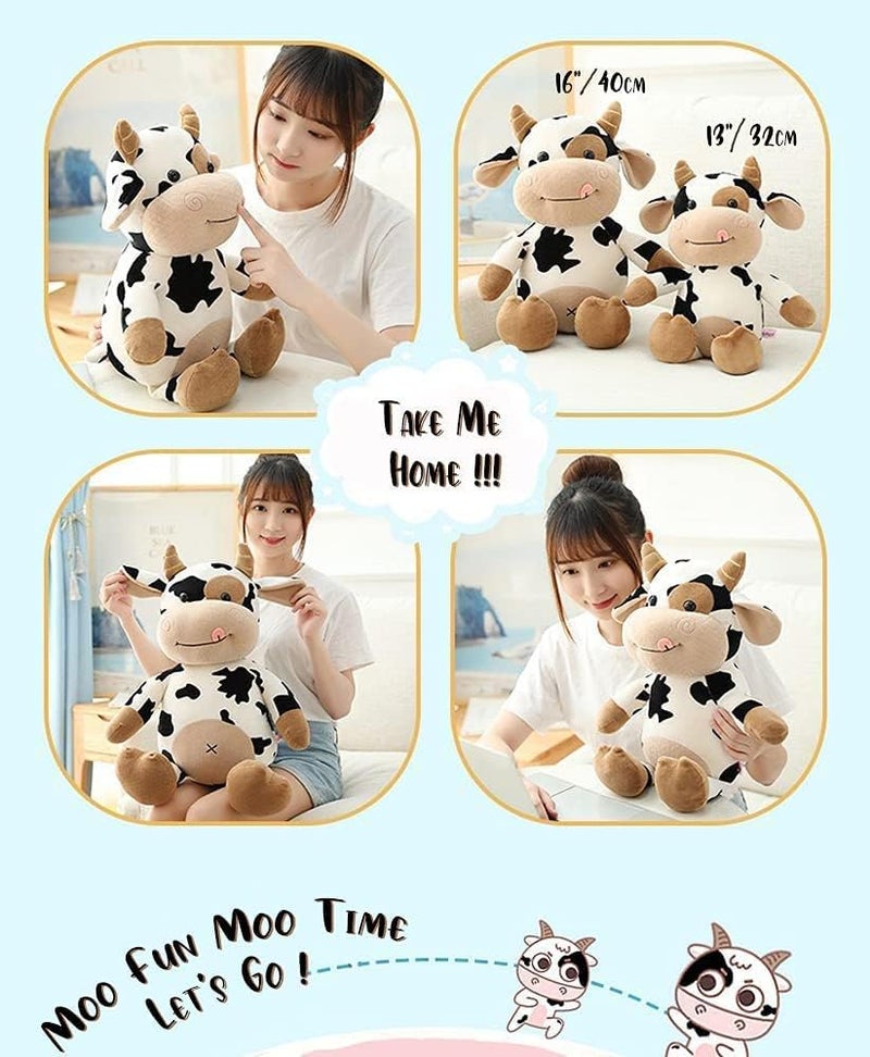 DZHJKIO Generic Cow Plush Toy,16 inch Stuffed Animal Throw Plushie Pillow Doll,Soft Fluffy Friend Hugging Cushion-Present for Every Age and Occasion - Image 3