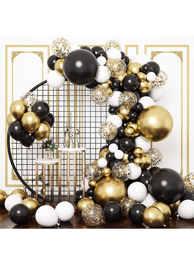 144-pcs Black Gold White Latex Decorative Balloon Arch Garland Set - Perfect for Graduation Baby Shower Wedding Birthday Bachelorette Party Backdrop Decoration - Suitable for Indoor and Outdoor - Image 1