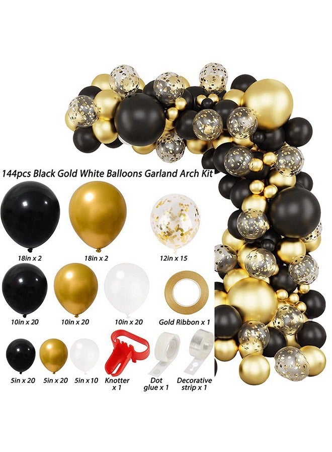 144-pcs Black Gold White Latex Decorative Balloon Arch Garland Set - Perfect for Graduation Baby Shower Wedding Birthday Bachelorette Party Backdrop Decoration - Suitable for Indoor and Outdoor - Image 3