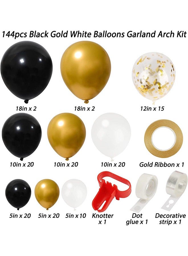 144-pcs Black Gold White Latex Decorative Balloon Arch Garland Set - Perfect for Graduation Baby Shower Wedding Birthday Bachelorette Party Backdrop Decoration - Suitable for Indoor and Outdoor - Image 4