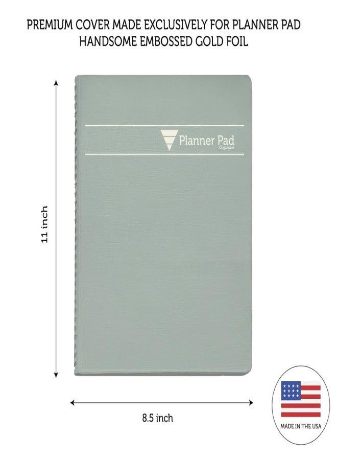 Planner Pad Spiral Bound 3-Tier Funnel Down 12 Month Large Size Organizer, July 2026 - June 2027 / Academic Year, Greenish Grey Cover/Soft Green Ink, 8 1/2" x 11" - Image 3
