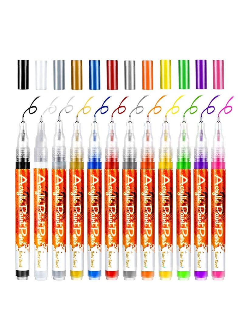 SYOSI 12 Pcs Nail Pen Nail Art Graffiti Pen Waterproof Nail Polish Pen Quick Dry Nail Art Painting Pen DIY Abstract Lines Pen for Nail Art Portable Tip Nail for Painting Draw Nail Art Equipment 12 Colors - Image 1