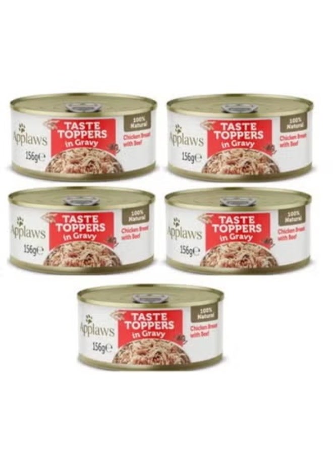 Taste Topper Gravy Chicken With Beef Mix With Dry Food Dog Tin 156g