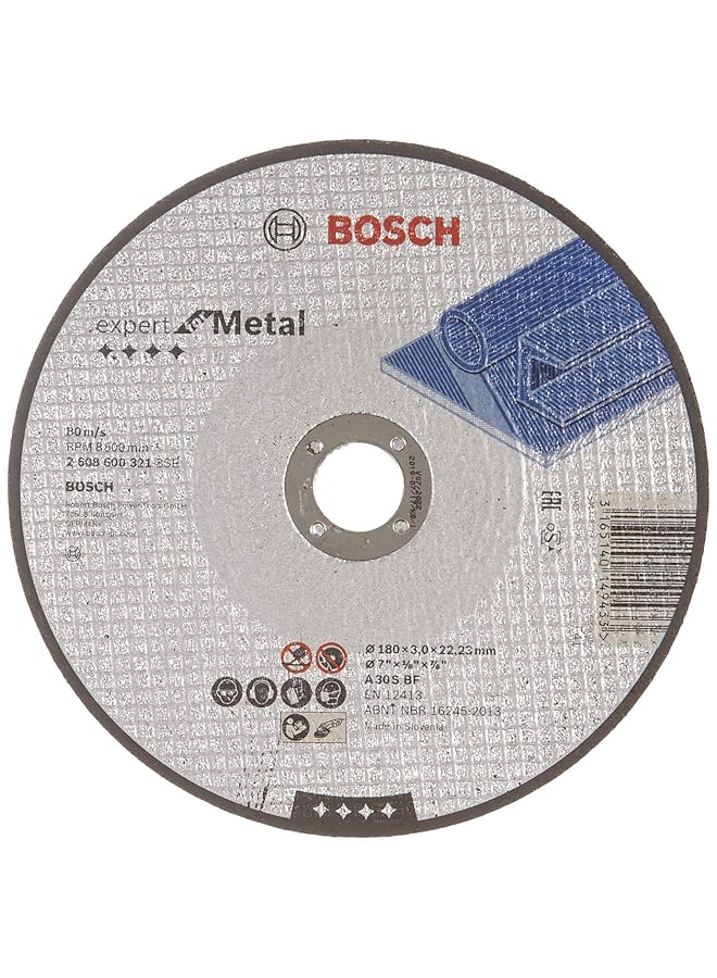 BOSCH Expert For Metal Straight Cutting Disc For Large Angle Grinders With Locking Nut 1 Piece 180 Mm Diameter 3.00 Mm Thickness - Image 1